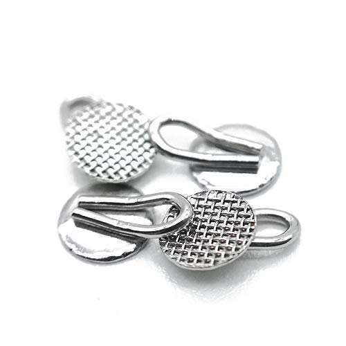 Dental Orthodontic Bondable Caplin Hook Lingual Buttons With Traction Hook,10pcs/Pack, Mesh Base (5 Packs)