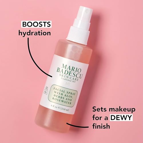 Mario Badescu Facial Spray with Aloe, Herbs and Rose Water for All Skin Types, Face Mist that Hydrates, Rejuvenates & Clarifies 4 Fl Oz (Pack of 2)
