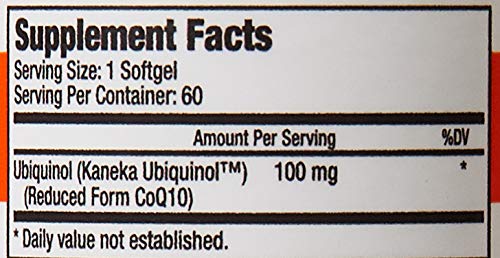 QNeeds® coqh-cf Ubiquinol 100 mg COQ10 Clinically Proven Enhanced Delivery for Maximum Absorption, Enhanced Mitochondrial Support, Antioxidant for Heart Health, 60 Count Softgels