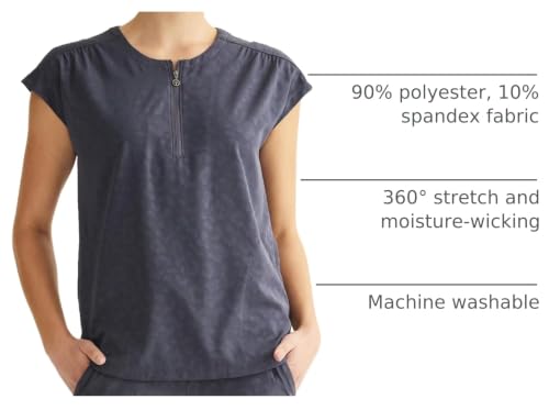 Healing Hands Jayden Scrubs for Women Round Neck Scrub Top 2 Pockets Large Pewter