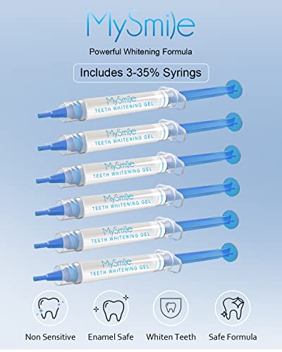 MySmile Teeth Whitening Kit with LED Light, 6 Non-Sensitive Teeth Whitening Gel,Teeth Whitener Dental Grade Tooth Whitening Gel for Tray, 10 min Fast Result Whitening