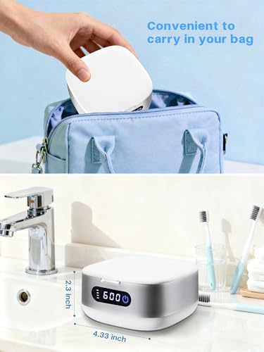 Voraiya Cordless Ultrasonic Retainer Cleaner Machine for Travel Sliver White