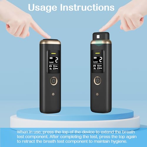 Bad Breath Checker Professional Oral Odor Monitor Smart Bad Breath Tester, 32-bit CPU Precise MEMS Sensor Auto Calibration Rechargeable Halimeter for Oral Hygiene Check Black