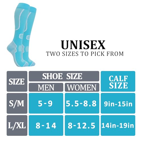 fenglaoda 6 Pairs Compression Socks for Women & Men Knee High Cute Circulation Socks for Nurse Pregnant Travel Athletic Small-Medium 01-6pairs-07