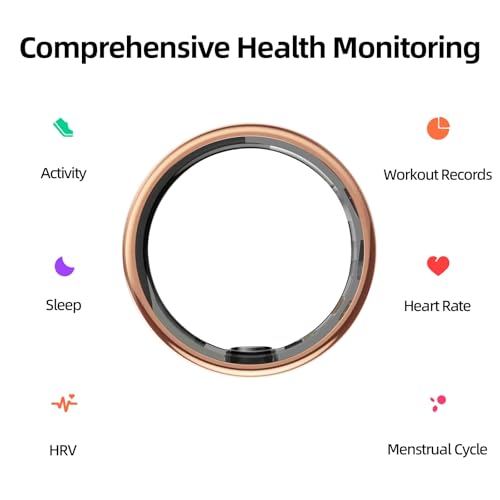 Smart Ring for Women & Men Fitness Sleep Heart Tracker Rose Gold 9