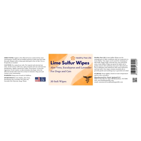 Healthy Paw Life Lime Sulfur Cream (2 oz) and Lime Sulfur Wipes (50 ct) Bundle for Pet Skin Care - for Dogs and Cats