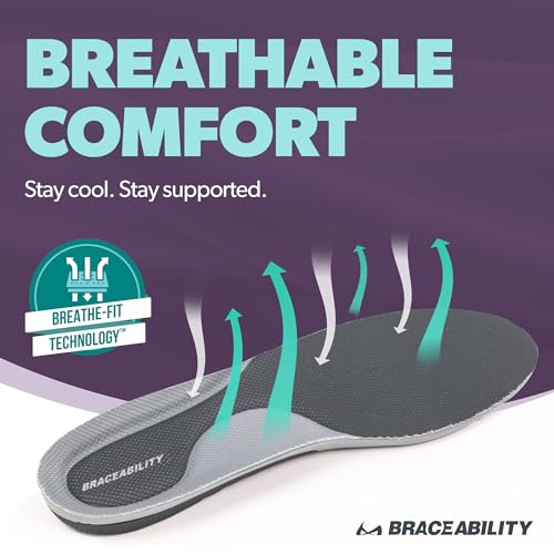 BraceAbility Plantar Fasciitis Day and Night Relief Bundle - Heavy-Duty Arch Support Orthotic Insoles and Dorsal Night Splint for Heel Spurs, Achilles Tendonitis, Foot Pain Support (L)