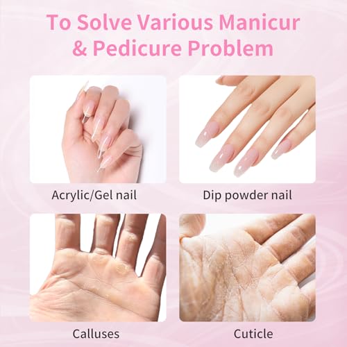 Cordless Electric Nail File with Safety Pause Function,FyndAna Portable Nail Drill Set for Crystal Gel Dip Powder Nails,Rechargeable Manicure Pedicure Tools Polish Set,Pink