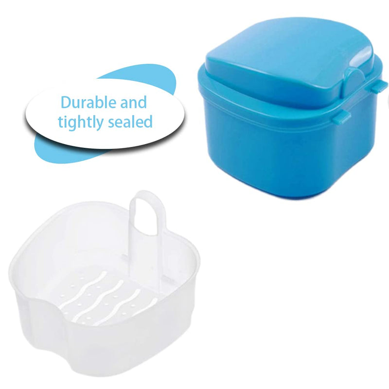 TAORANJU Denture Case, Denture Retainer Case Denture Cup with Strainer Basket, False Teeth Storage Soak Container Denture Bath Box for Travel Cleaning - BeesActive Australia