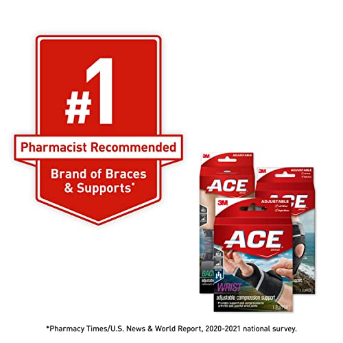 ACE Sport Basics Adjustable Ankle Support 101020 – Moderate Compression Brace for Injury Recovery and Prevention, Fits Left or Right Ankle Pack of 1