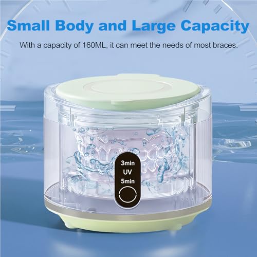 Dental Ultrasonic Retainer Cleaner Machine,45khz Ultrasonic Denture Cleaning Pod,Suitable for Braces,Night Guard,Jewelry