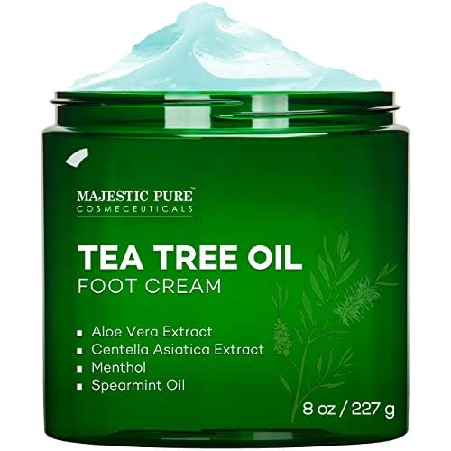 Majestic Pure Tea Tree Oil Foot Cream, Warming Cream - Calluses, Dry Cracked Feet, Hands, Heels, Elbow, Nails, and Knees - Softens & Moisturizes Skin - 8 oz 8 Ounce (Pack of 1)