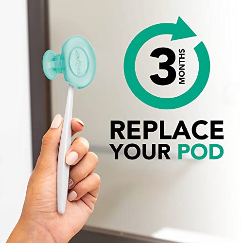 Steripod Clip-On Toothbrush Protector with Peppermint Essential Oils, Keeps Toothbrush Fresh and Clean, Travel Accessories, Fits Most Manual and Electric Toothbrushes, 2 Count (Pack of 5) Teal,grey 2 Count (Pack of 5) Essentail Oil - Peppermint