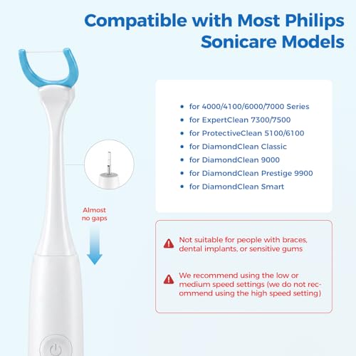 Electric Flosser Refill Heads for Philips Toothbrush, 1 Holder & 90 Floss Picks, Gentle Gliding Dental Floss, Deep Plaque Removal for Philips Sonicare 4000/6000/7000/9000 Series & More-90 PCS 1 Count (Pack of 90) White