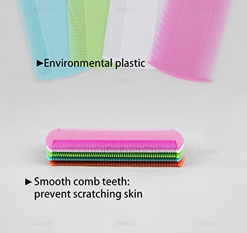 AUEAR, 12 Pack Pet Flea Lice Combs Double Sided Fine Tooth Dogs Cats Grooming Remove Float Hair Tear Marks Tick Removal Tool (6 Colors) 12 Count (Pack of 1) 6 Colors