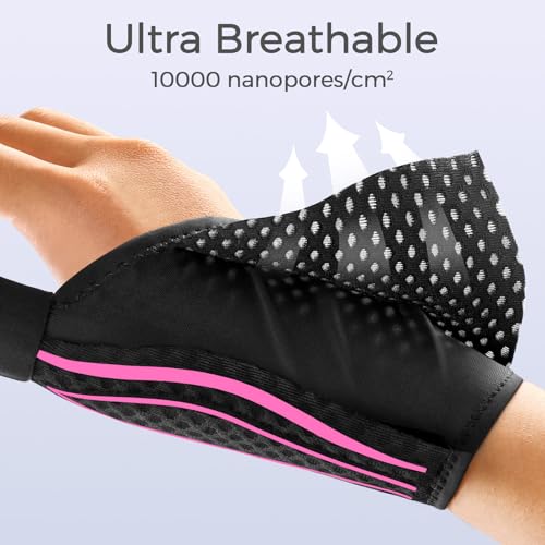 FREETOO Stable Thumb Brace Right Hand Left Hand for Arthritis Pain and Support, Thumb Splint for Trigger Thumb, Wrist Brace with Thumb Support for Tendonitis, De Quervains Tenosynovitis,Pink Right L L-Right Hand Pink / Black