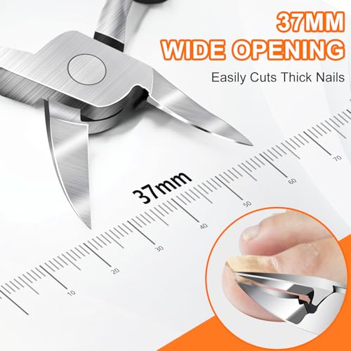 DRMODE Toenail Clippers for Thick Nails for Seniors, Angled Head 4pcs Toenail Clippers-black