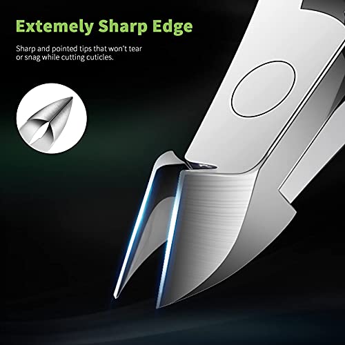 FVION Cuticle Clippers – Small Cuticle Trimmer, Rubber Coated Handle Manicure Tools – Full Jaw Cuticle Cutter for Nails (9mm) Green