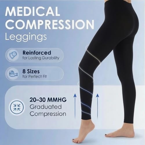 ABSOLUTE SUPPORT Women Compression Leggings 20-30mmHg, Black, Small