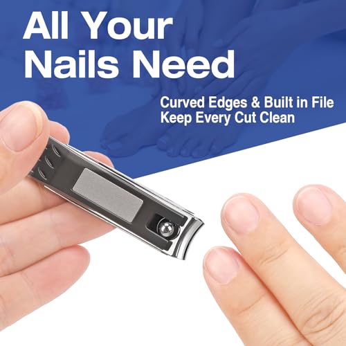 Ingrown Toenail Clippers for Thick Nails (2-Pack) - Professional Grade Stainless Steel Nail Clipper Kit with Anti-Splash Design - Effective Ingrown Nail Removal for Men & Women