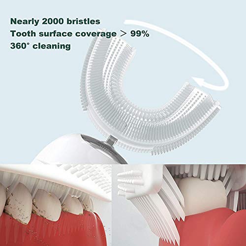 360° U-Shaped Automatic Sonic Toothbrush for Adults, Suitable for People with Limited Mobility Original Newupgrade Electric Toothbrushes, Multiple Brush Heads Options,IPX7 Waterproof White