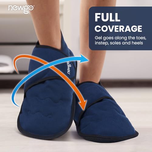 NEWGO Bundle of Plantar Fasciitis Night Splint and Foot Ice Pack Slippers