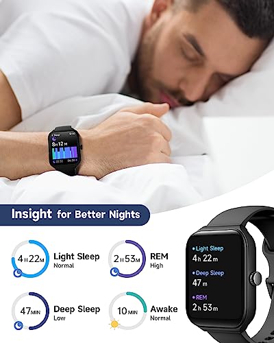 1.95" Smart Watch for Men Women with ALEXA, Fitness Watch for Android iOS Black