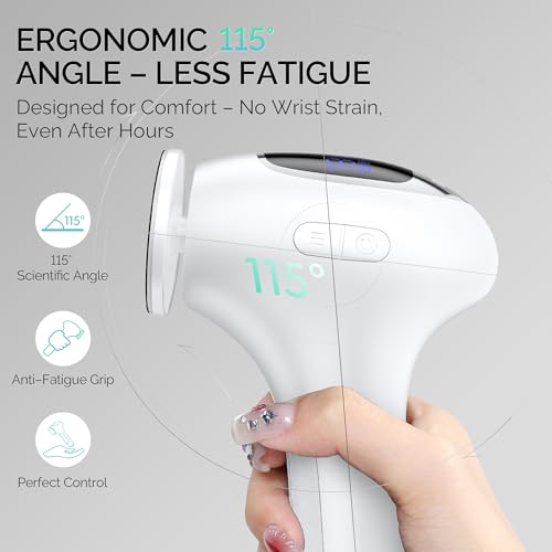 L'UGX Electric Foot Callus Removers –Powerful 8N·cm Torque Professional Pedicure Foot File, 3-Speed Settings, LCD Display, 60pcs Sandpaper Discs, Type-C Rechargeable, Ergonomic Handle-White White - Electric Remover