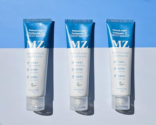 WISEMOTHER MZ Fresh Vegan Toothpaste 2-Pack – Fluoride-Free, SLS-Free Natural Mint Toothpaste with Lemon Oil & Xylitol, 120g Each, Fresh Breath & Healthy-Looking Gums 8.46 Ounce (Pack of 1)