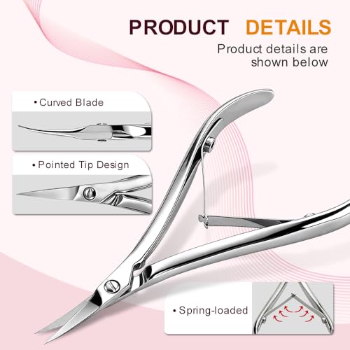 Cuticle Nipper Plier, Ultra Sharp Stainless Steel Cuticle Trimmer, Professional Manicure Pedicure Nail Tool, Precision Dead Skin Remover Hangnail Cutter Clipper for Fingernails & Toenails