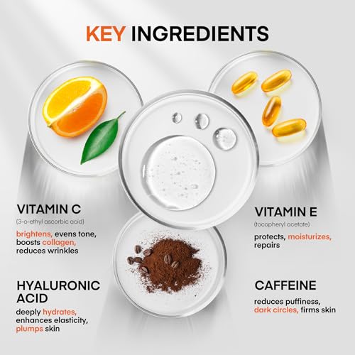 HealthyDerm Super Vitamin C Serum for Women Over 70: Niacinamide, Vitamin C, Hyaluronic Acid, Peptides, Vitamin E, Caffeine, Bakuchiol, Hydrating, Lifting, Face Wrinkle & Age Spots Reduction 1 Ounce (Pack of 1)