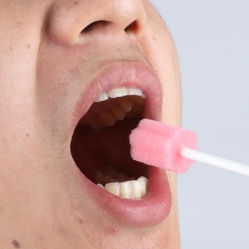 Safety Oral Swabs 250 PCS, Gum-Protective Mouth Swabs for Elderly, Pink Flower, Individually Wrapped（Unflavored）