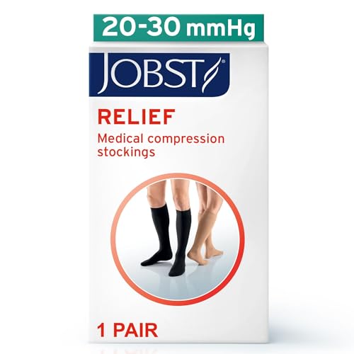 JOBST Relief 20-30 mmHg Compression Stockings, Knee High, Closed Toe | Compression Socks for Women/ Men for Tired, Aching or Swollen Legs Beige X-Large Regular