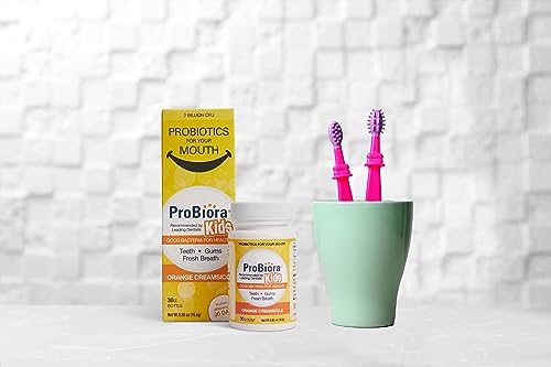 ProBiora Kids Oral-Care Chewable Probiotic Tablets | Probiotic Supplement Designed Specifically for Kids | Healthier Teeth & Gums | Fresher Breath | Whiter Teeth (30 Count, Orange) 30 Count (Pack of 1)