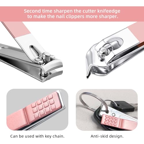 Manicure Set 8 in 1 Nail Clipper Set,RedFlow Nail Clippers,Fingernail & Toenail Clippers,Manicure Tools,Pedicure Tools,Suitable for Travel Manicure Kit,Nail Set Kit with Everything Profe (Pink) Pink