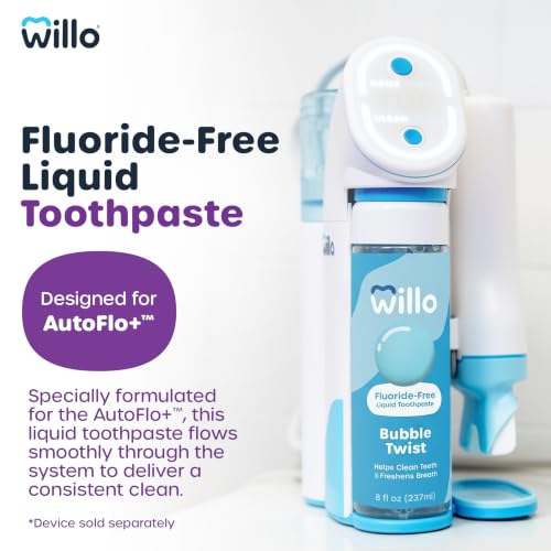 Willo AutoFlo Plus Liquid Kids Toothpaste, 2-Pack, 8oz, Bubble Twist 8 Fl Oz (Pack of 2)