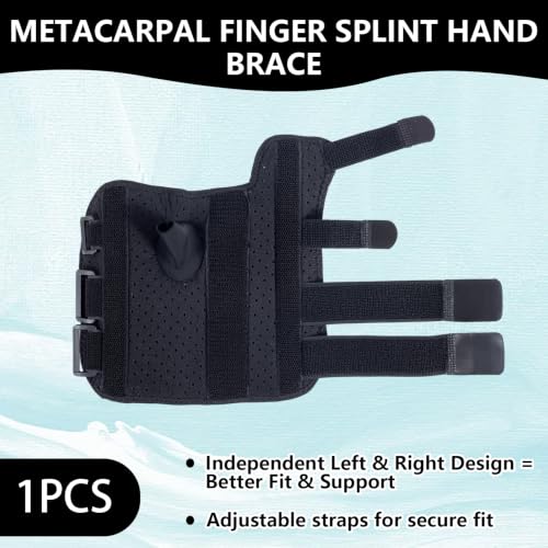 Pinky Finger Splint - Boxer Fracture Splint, Metacarpal Finger Splint Hand Brace Stabilizer for Broken, Ulnar Gutter Support, Arthritis, Injury, Tendonitis Black Left