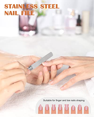 FVION Professional Metal Nail Files - 2 PCS, Double-Sided, Stainless Steel, Coarse & Fine Grit, Manicure & Pedicure Tool Set Medium