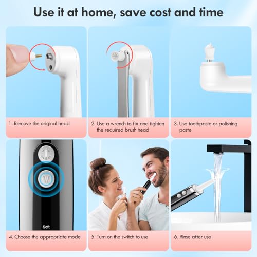 Tooth Polisher Electric for Daily Cleaning 5 Modes 3 Polish Pastes White