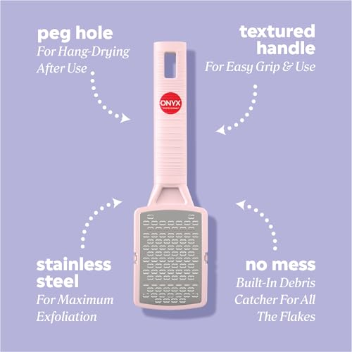 Onyx Professional Foot Rasp, No Mess Callus Remover for Feet, Includes Debris Catcher - Stainless Steel Foot Scrubber Dead Skin Remover, Lightweight Callus Shaver for Feet, Foot File, Pedicure Teal 1 Count (Pack of 1)