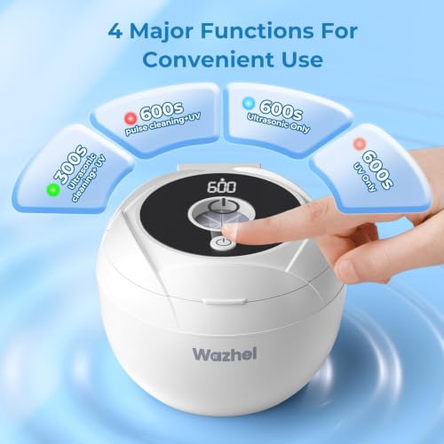 Ultrasonic Retainer Cleaner Machine, 45kHz Cleaner & 4 Modes, White