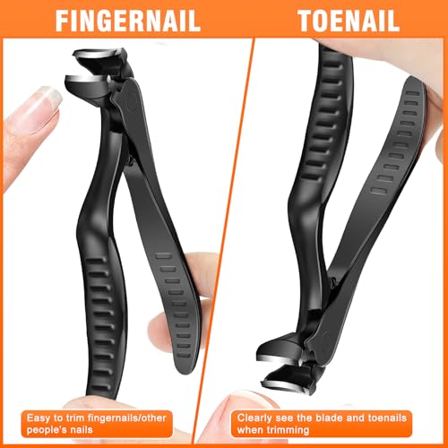 DRMODE Toenail Clippers for Seniors, Extra Long Handled Angled Head Black Extra Large
