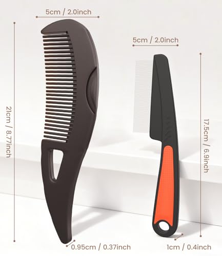 Dandruff Comb Removal 2PC Hollow Fine Tooth Scalp Detox Hair Care Tool 2PC Brown+Red