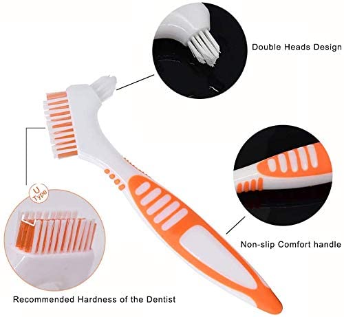 3 Pack Denture Cleaning Brush Set Hard Denture Toothbrush Portable Denture Toothbrush Cleaning Brush Double Sided Denture Brush for Denture Care - BeesActive Australia