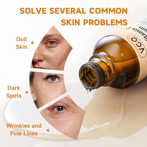 VGO Vitamin C Serum for Face, Vit C Anti Aging Serum with Hyaluronic Acid & Vitamina E, Deep Hydration Facial Care for All Skin Types, 2.02oz / 60ml 2.02 Fl Oz (Pack of 1)