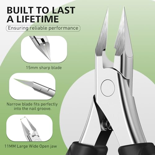 BALUCA Professional Straight Edge Toenail Clippers for Thick Nails & Ingrown Toenails - Heavy Duty Long Handle Nail Clippers for Seniors and Adults with Precision Design for Pain-Free Grooming,Black Black