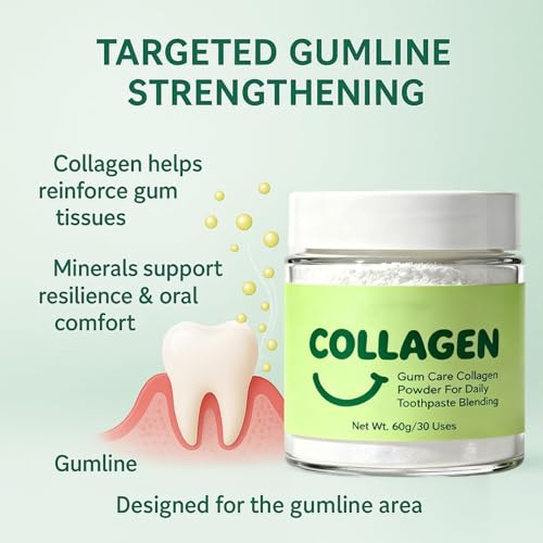 Collagen Powder for Gums - Collagen Tooth Powder for Gums - Hydroxyapatite Toothpaste Care Powder Protect Gum - Mineral-Infused-Collagen Formula 60g (1) 1