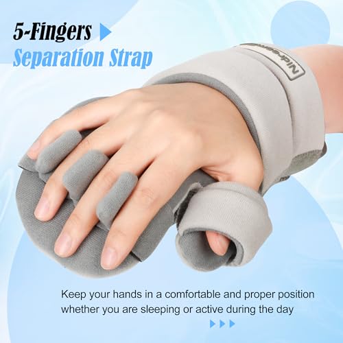 Resting Hand Splints for Straightening Fingers,Carpal Tunnel Wrist Brace Night Immobilizer With Finger Separators for Stroke Rehabilitation,Muscle Atrophy, Dupuytren's Contractures (Right) Right Hand