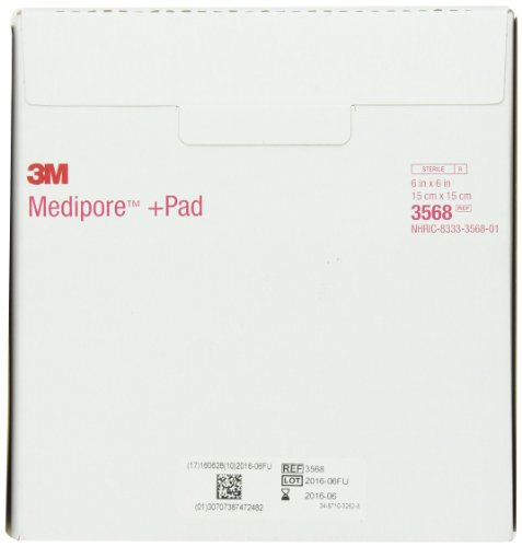 3M™ Medipore™ +Pad Soft Cloth Adhesive Wound Dressing, 3568, Dressing - 6 in x 6 in, Pad - 4 in x 4 in 1