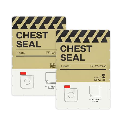 RHINO RESCUE Bundle-Vented Chest Seal, 4 Vents, Sterile Emergency Trauma Dressing, Occlusive Adhesive Pad+First Aid Splint 36" X 4.3" Orange-Gray, Keep Bones in Position